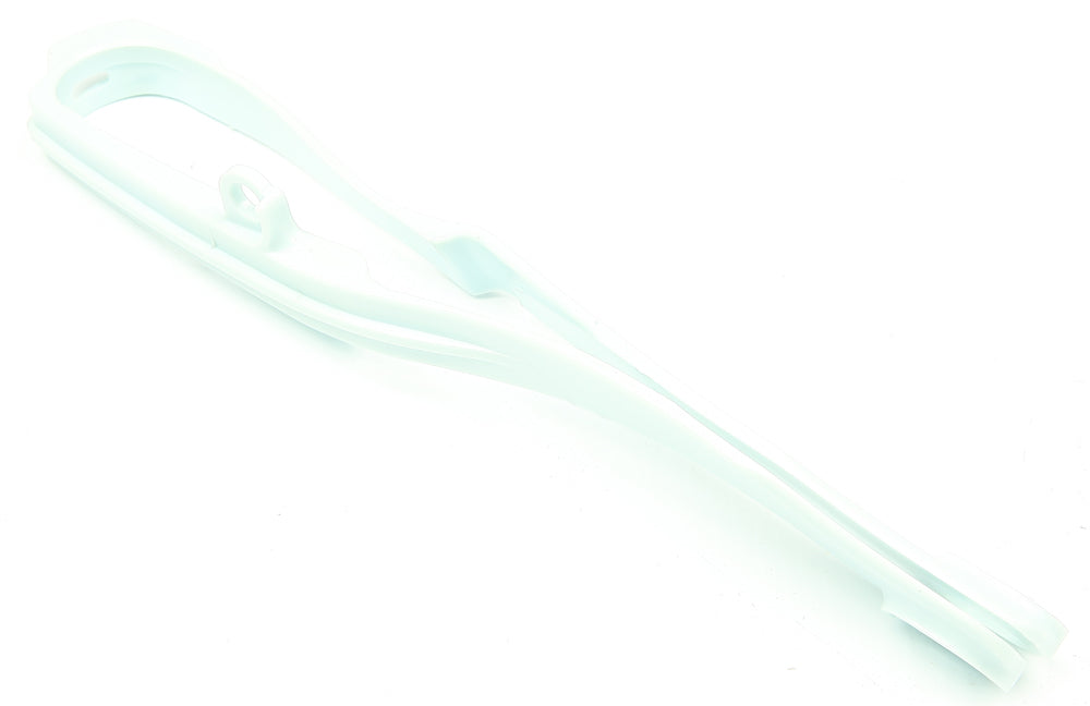 Acerbis white chain slider for Honda CRF250 motorcycle, showing the durable plastic component with mounting holes.