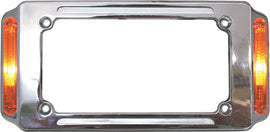 HardDrive aluminum license frame with louvered design, illuminated for enhanced visibility and style.