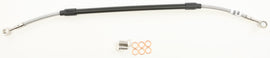 GALFER steel rear brake line for Yamaha YZ250 motorcycle, with detailed fittings and durable braided construction.