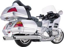 Load image into Gallery viewer, Cobra Slip-On Exhaust with scalloped tips for Honda Goldwing GL1800 2001-2010, metallic finish, installed on motorcycle.