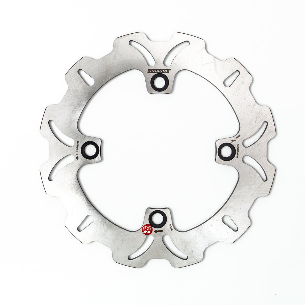 Rear braking rotor from Braking brand, showing a circular metal disc with drilled holes for brake cooling and performance.
