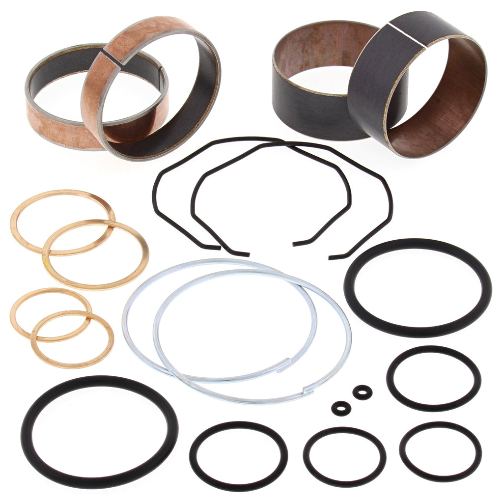 All Balls Fork Bushing Kit for suspension with multiple black bushings and metal components, designed for motorcycle forks.