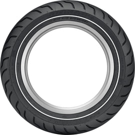 Dunlop American Elite Rear Tire 180/65B16 81H bias tire for on-road motorcycles, featuring tread pattern and sidewall details.