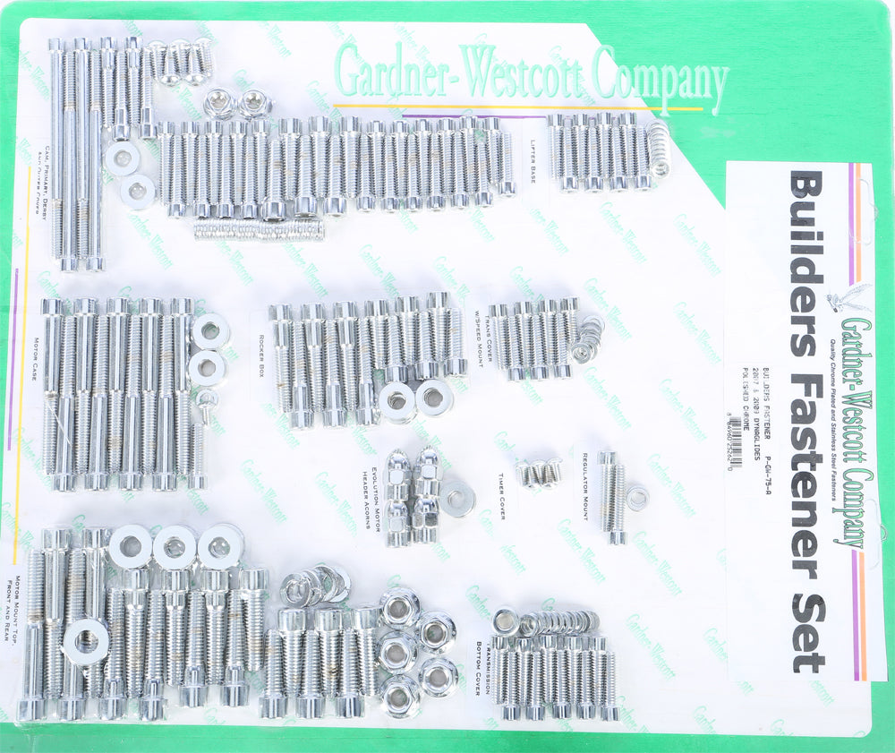 Gardner-Westcott Big Twin Builder Set for 07-17 Dyna models, includes various tools and parts for motorcycle assembly.