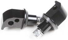 Load image into Gallery viewer, PUIG passenger footpeg adapter for motorcycle foot controls, black metal with mounting hardware visible.