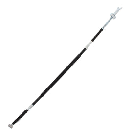 All Balls rear brake cable 24-54005 for motorcycle, showing black cable with metal connectors and protective housing.