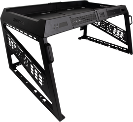 SEIZMIK full height bed rack kit mounting brackets for secure vehicle cargo storage, shown in a close-up image.