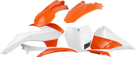 Polisport Plastics OE color plastic body kit for motorcycle, includes front and side panels, in black.