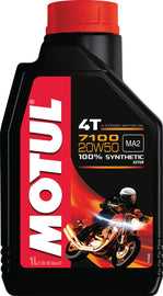 Motul 7100 Synthetic Oil 20W50 1L bottle, automotive engine oil, durable and high-performance motor oil from Motul brand.