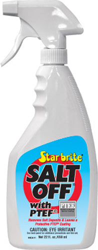 Star brite Salt Off Concentrate 22oz bottle of marine chemical cleaner, designed to remove salt deposits from boat surfaces.