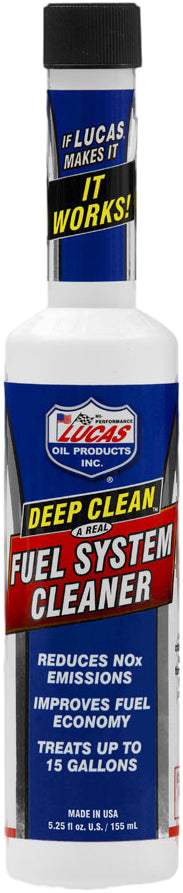LUCAS Deep Clean chemical bottle, 5.25 oz size, part of a 24-case pack, used for vehicle or engine cleaning.