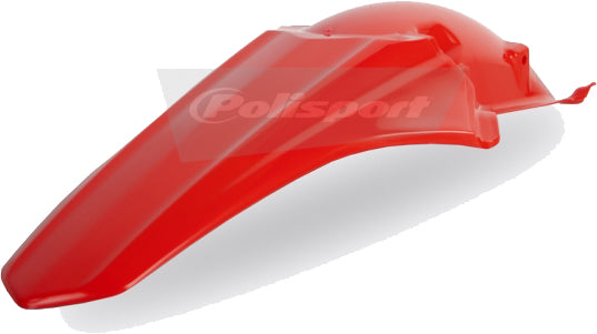 Red Polisport Plastics rear fender for Honda CRF250 motorcycle, showcasing durable plastic design and precise fitment.