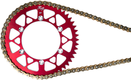 Gold Fire Power Racing Chain 520 X 120, durable motorcycle chain with high-performance links, ideal for racing bikes.