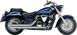 Cobra Speedster Slashdown exhaust for Yamaha V-Star 1300 motorcycle, chrome finish, showcasing the sleek design and branding.