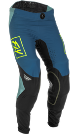 Fly Racing Lite Pants in grey, teal, and hi-vis, size 36, lightweight motocross riding pants with protective features.