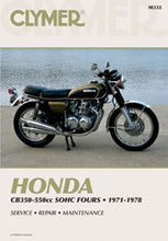 Charger l'image dans la galerie, Clymer repair manual for Honda CB350 and CB500 motorcycle models, showing detailed pages and diagrams for maintenance and repairs.