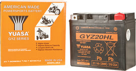 Yuasa GYZ20HL sealed factory-activated lead-acid battery, automotive batteries, with positive and negative terminals visible