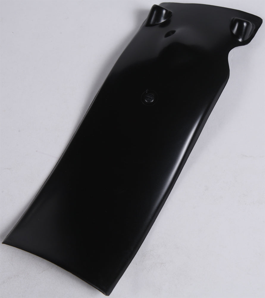 Acerbis black airbox mud flap for motorcycles, showing the rugged plastic design and branding details.