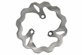 GALFER front wave brake rotor with ventilated design, shown in silver finish, for enhanced stopping power and heat dissipation.