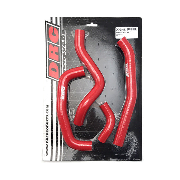 DRC Radiator Hose Kit 634-52153 for engine cooling, featuring flexible rubber hoses and metal clamps, branded DRC.