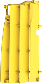 Polisport Plastics yellow radiator louvers for motorcycle, part number 64-56528, with vented design and durable plastic construction.