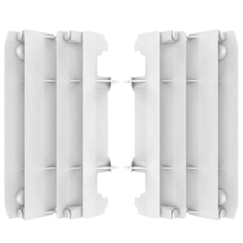 Polisport Plastics white radiator louvers for Yamaha YZ250 motocross bike, model 64-56535, shown on the bike.