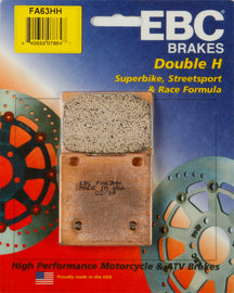EBC Motorcycle Brakes Fa63hh Double-H Sintered Brake Pads installed on motorcycle brake caliper.