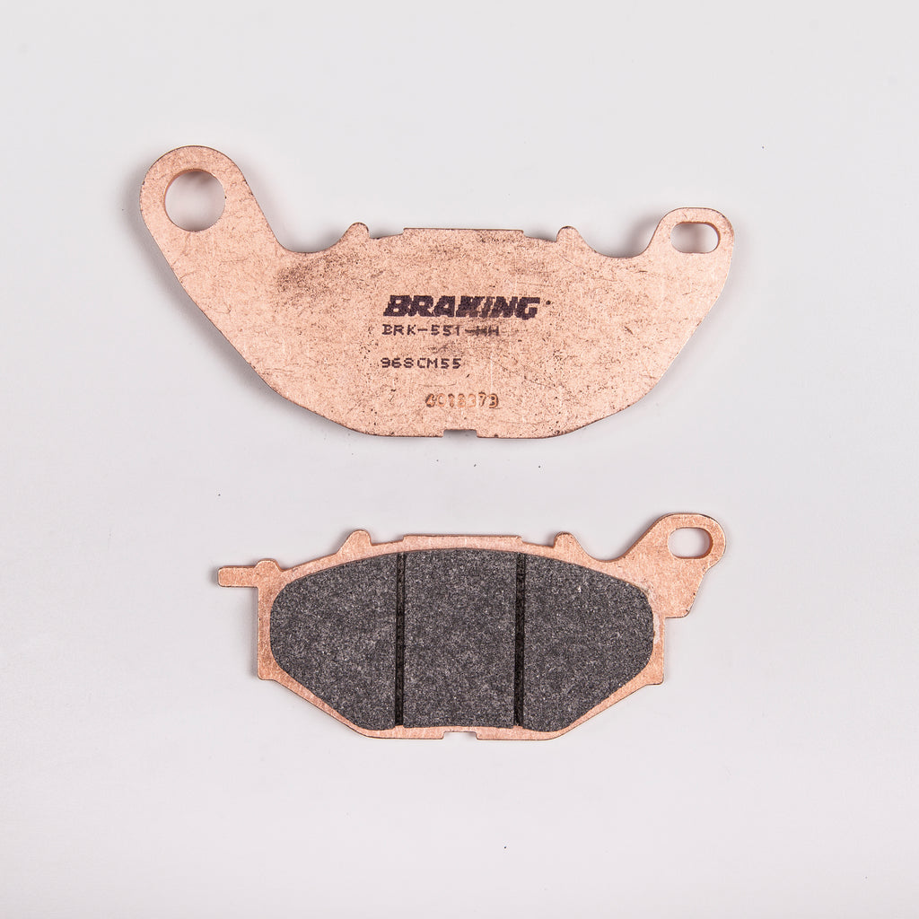 Braking brand sintered brake pad 31-968 showing the metal friction surface and structure for vehicle braking systems
