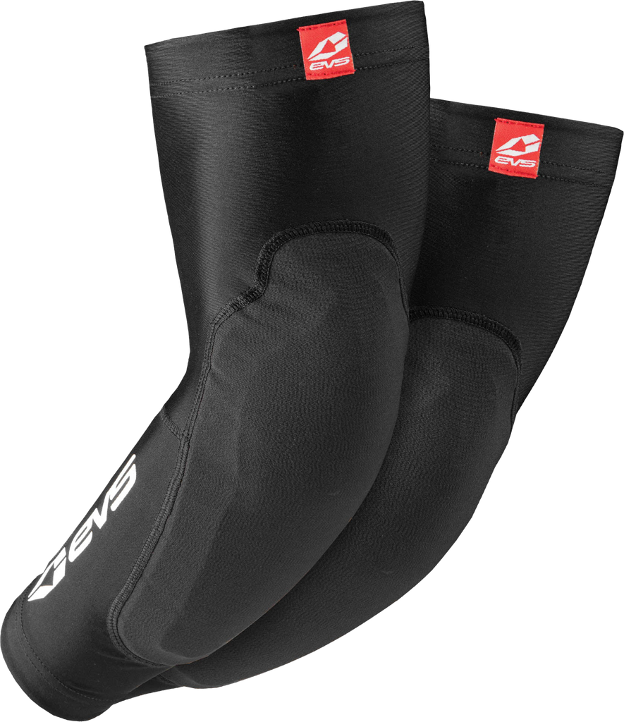 Black EVS Flex Lite Elbow Guard with adjustable straps and protective padding, designed for lightweight elbow protection.