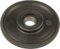 Black PPD idler wheel, 5.63-inch diameter and 25mm width, used as a replacement wheel in machinery or conveyor systems.