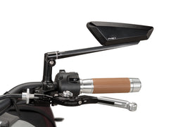 Black PUIG Hypernaked mirror left side, motorcycle side mirror with sleek aerodynamic design and reflective surface.