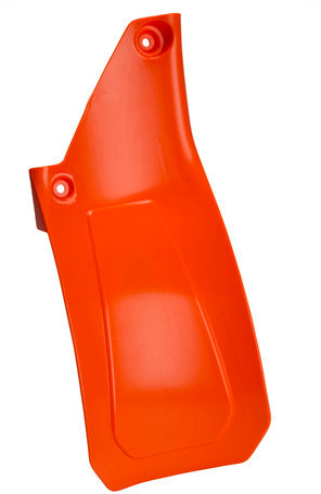Acerbis orange mud flap with black mounting brackets, designed for off-road or motocross bikes.