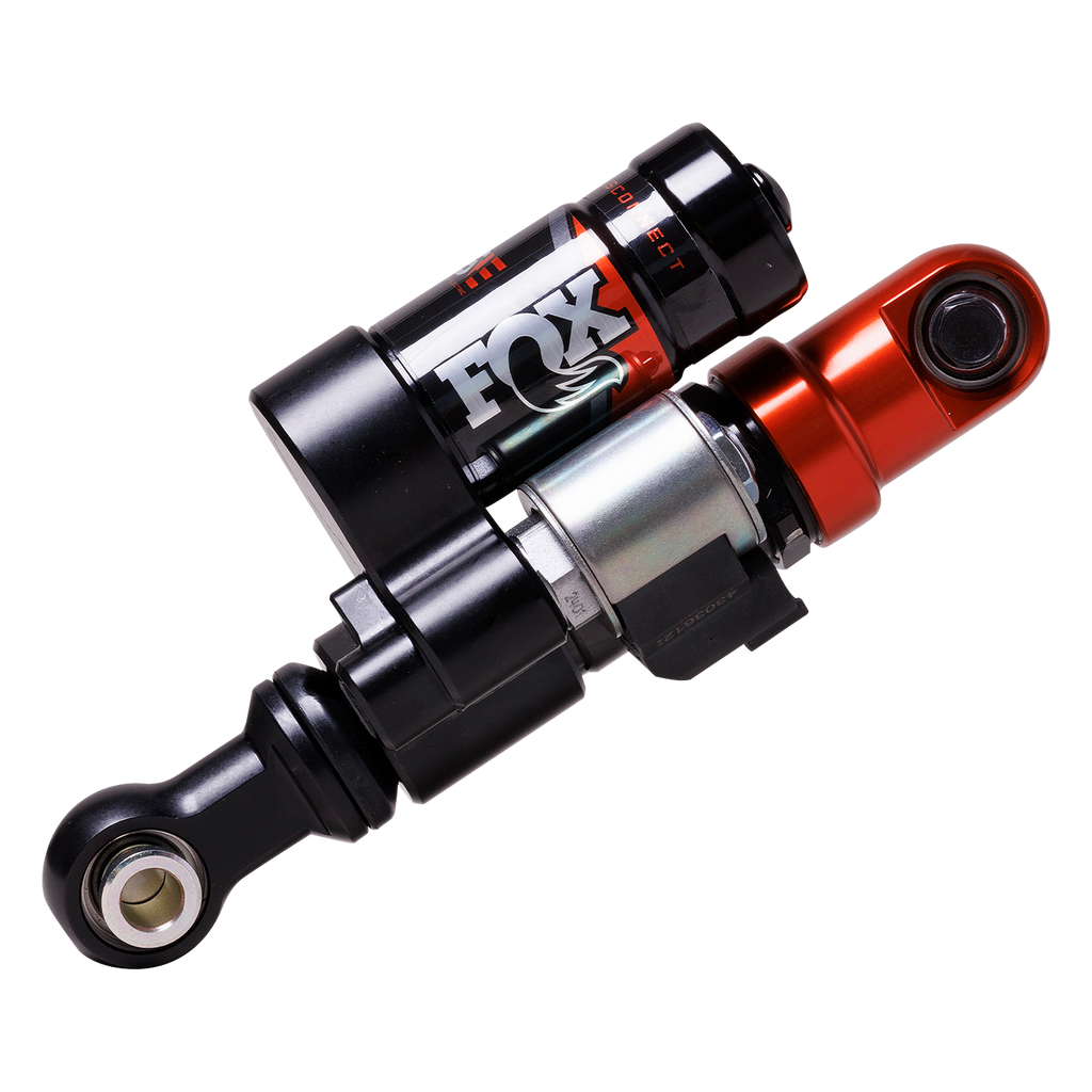 Fox Quick Switch Electric Link Pair for Canam rear suspension, showing black metal links with mounting points.