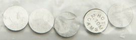 Hot Cams valve shims, 7.48x2.10mm, engine parts, 5-pack, featuring metal shims for motorcycle valve adjustments.