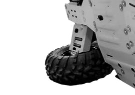 RIVAL POWERSPORTS USA rear A-arm guards for ATV or dirt bike, black protective covers on A-arms, outdoor off-road setting