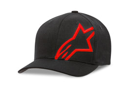 Alpine Star Corp Shift 2 curved brim hat in black and red, size small/medium, featuring a stylish design and curved brim.