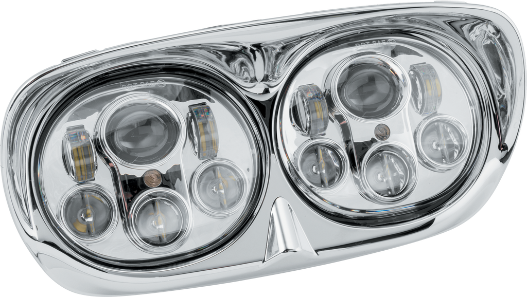 Letric Lighting Co LED headlight with chrome finish for Chrysler 1998-2013 vehicles, designed for enhanced illumination.