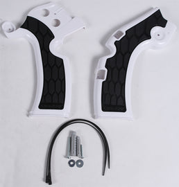 Acerbis X-Grip Street frame guard in white and black with textured surface for motorcycle protection.