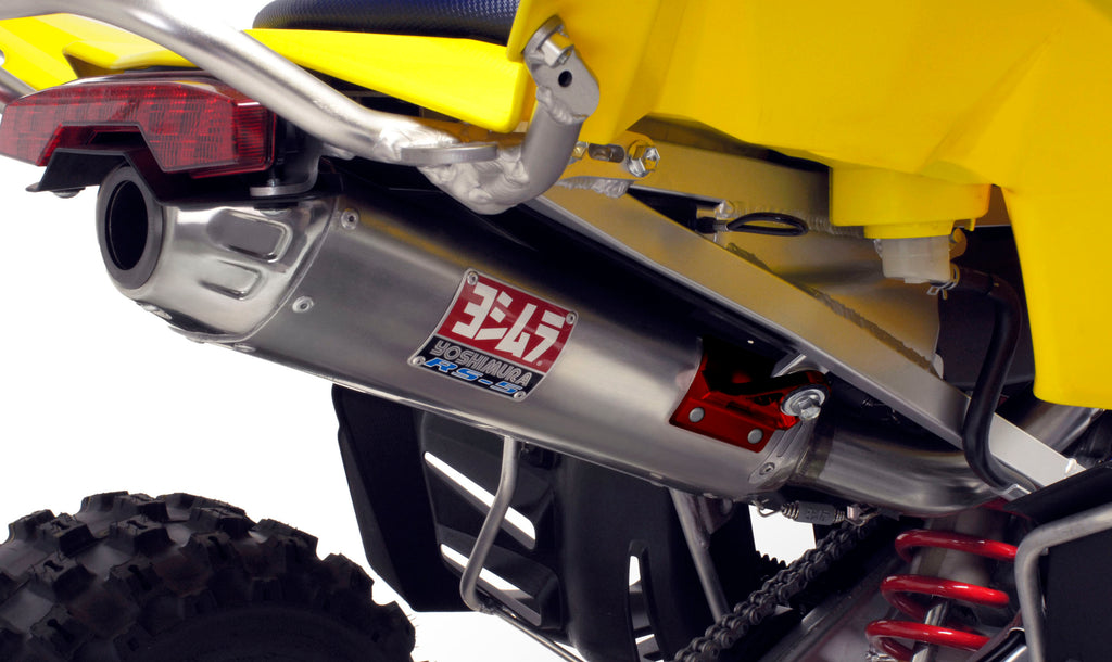 Yoshimura Signature RS-5 slip-on exhaust with stainless steel and aluminum finish, designed for motorcycle performance and style.