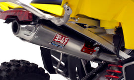 Yoshimura Signature RS-5 slip-on exhaust with stainless steel and aluminum finish, designed for motorcycle performance and style.