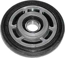 Ppd idler wheel measuring 5.31 inches by 25 mm in silver for industrial machinery, with a clean metal finish.