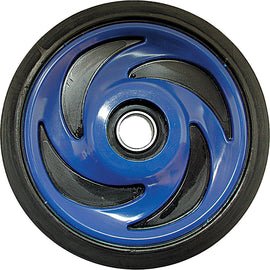 Ppd blue idler wheel, 6.38 inch diameter and 20 mm width, for industrial machinery, shown in the image.