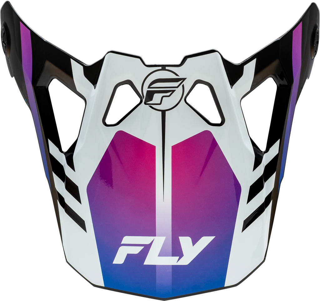 Fly Racing Formula CP Krypton helmet visor in white, black, and purple for size M, designed for motorcycle helmets.