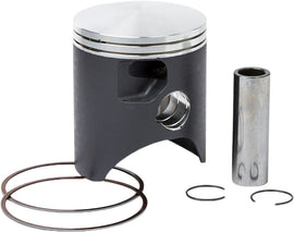 Vertex forged piston kit with 66.34mm standard gas piston components, shown with detailed metal parts and packaging.