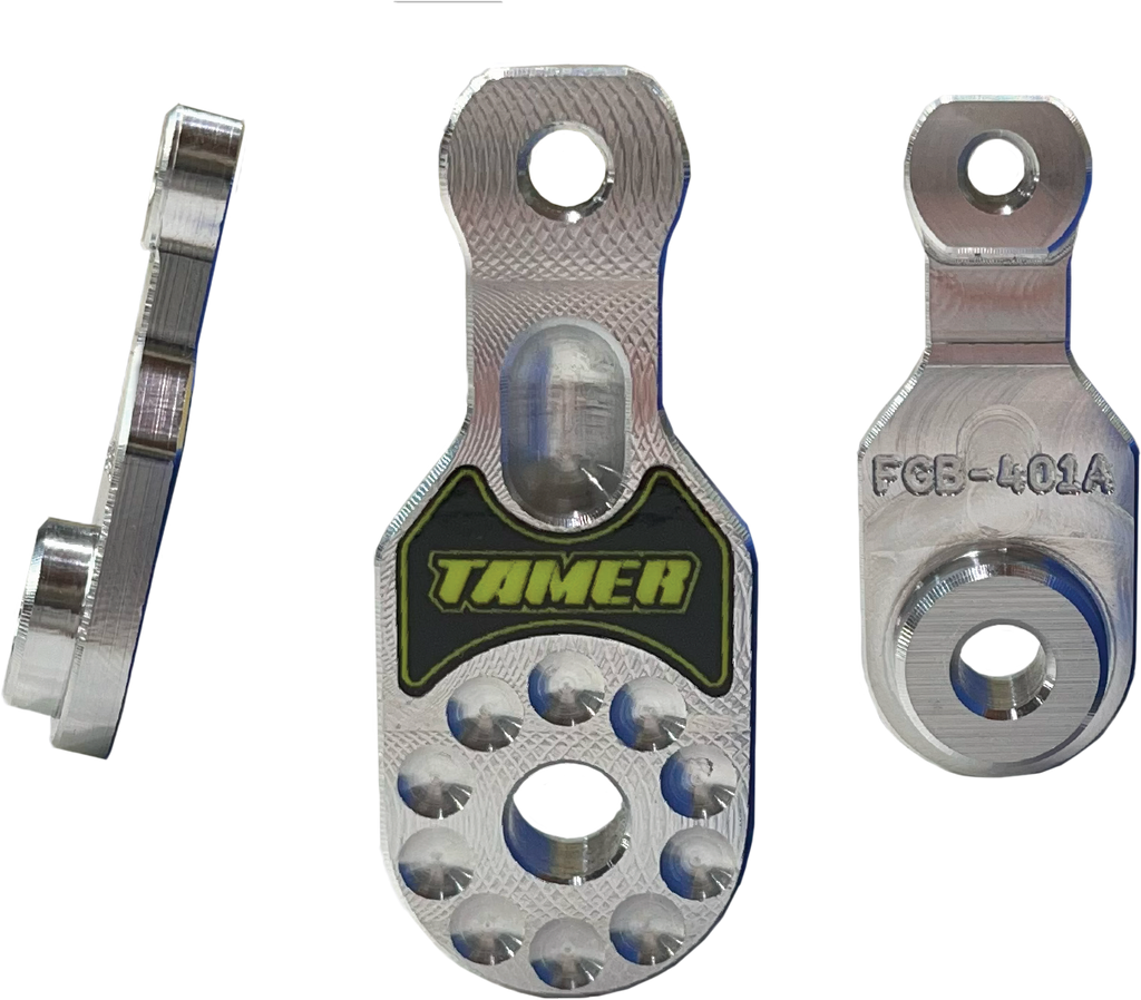 Black Tamer Fork Guard Bracket for suspension, model 188-8407, designed for Tamer motorcycle forks.