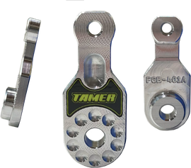 Black Tamer Fork Guard Bracket for suspension, model 188-8407, designed for Tamer motorcycle forks.