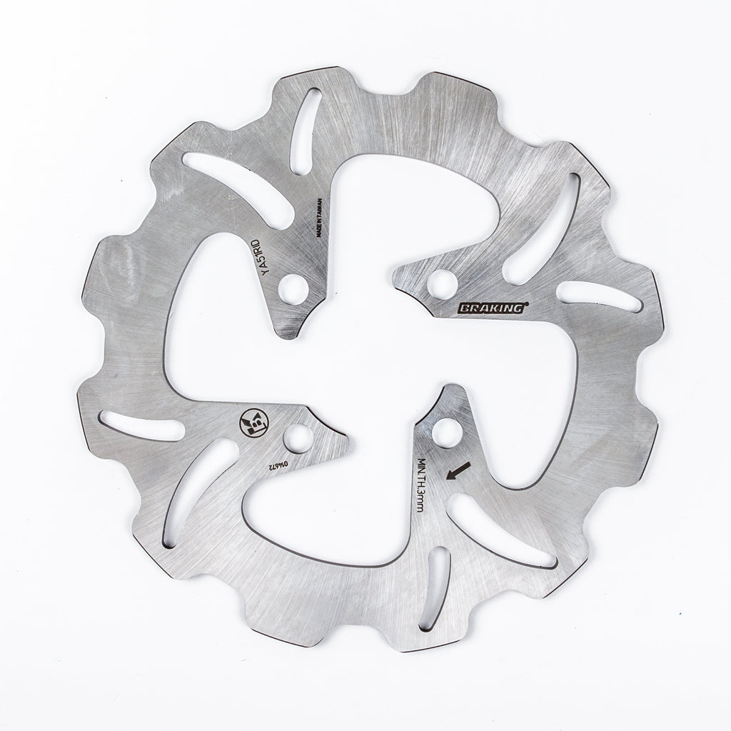 Rear braking rotor by Braking, with a circular metal disc design for vehicle braking systems.