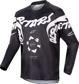 Youth Alpine Star Racer Hana jersey in black and white, shown in size large with sports fabric and racing-inspired design.