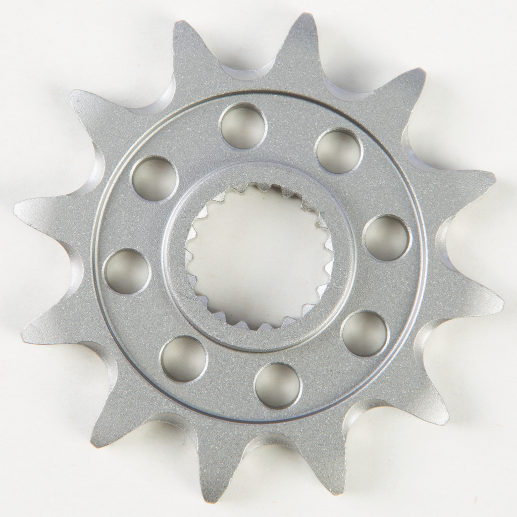 Fire Power steel front CS sprocket 12T for 520 chain, with teeth and gear teeth visible for motorcycle or bike drivetrain.
