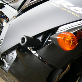 Shogun Industries black frame sliders for Yamaha YZ motorcycle, designed to protect the body during falls.